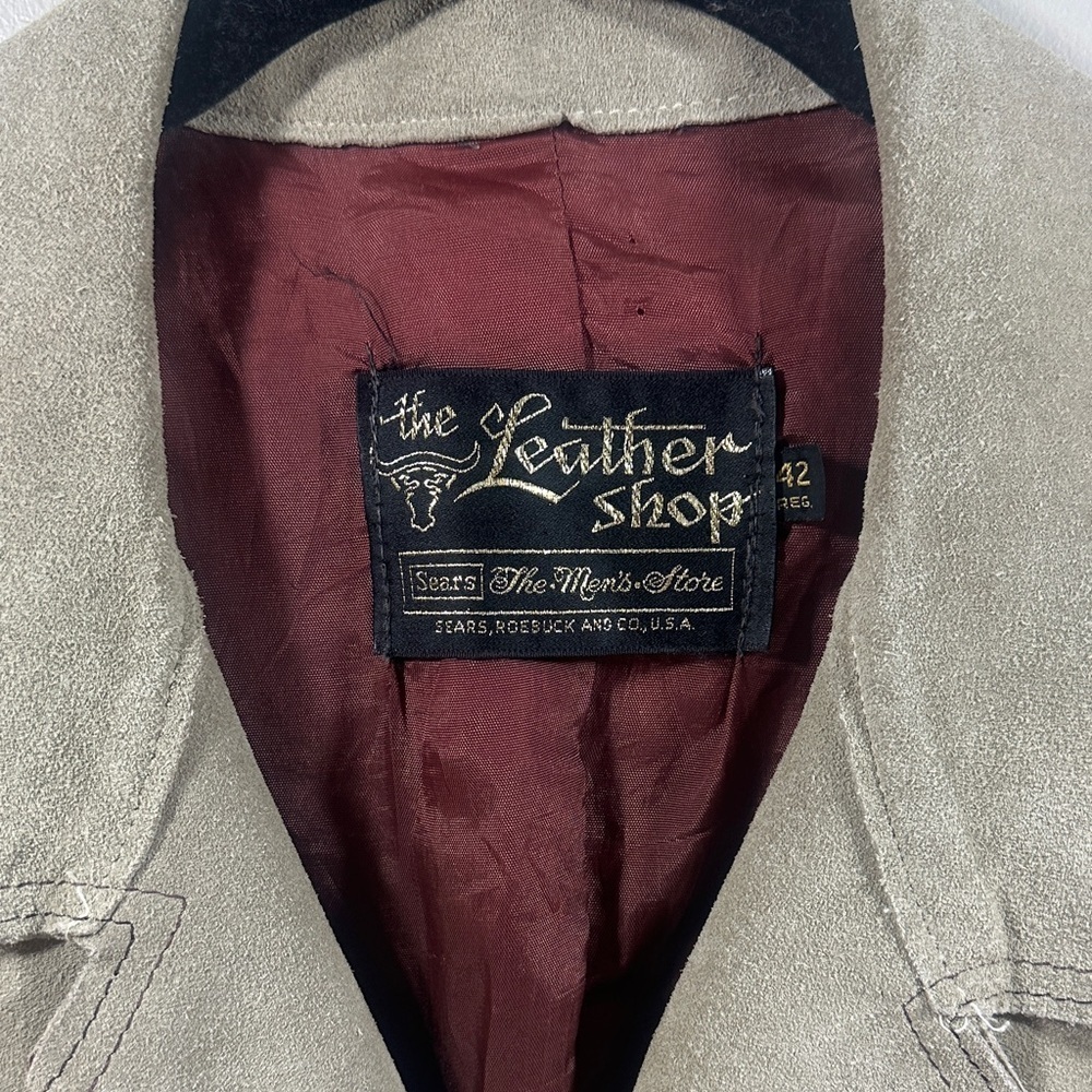 Men's Tan Leather Suede Shirt Jacket 42 Reg The Leather Shop Sears - Picture 2 of 14
